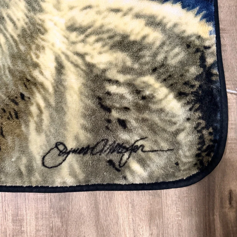 James A Meger Wolf Moon Fleece Blanket Blue Grey Nature Throw 4x5 Plush Blanket